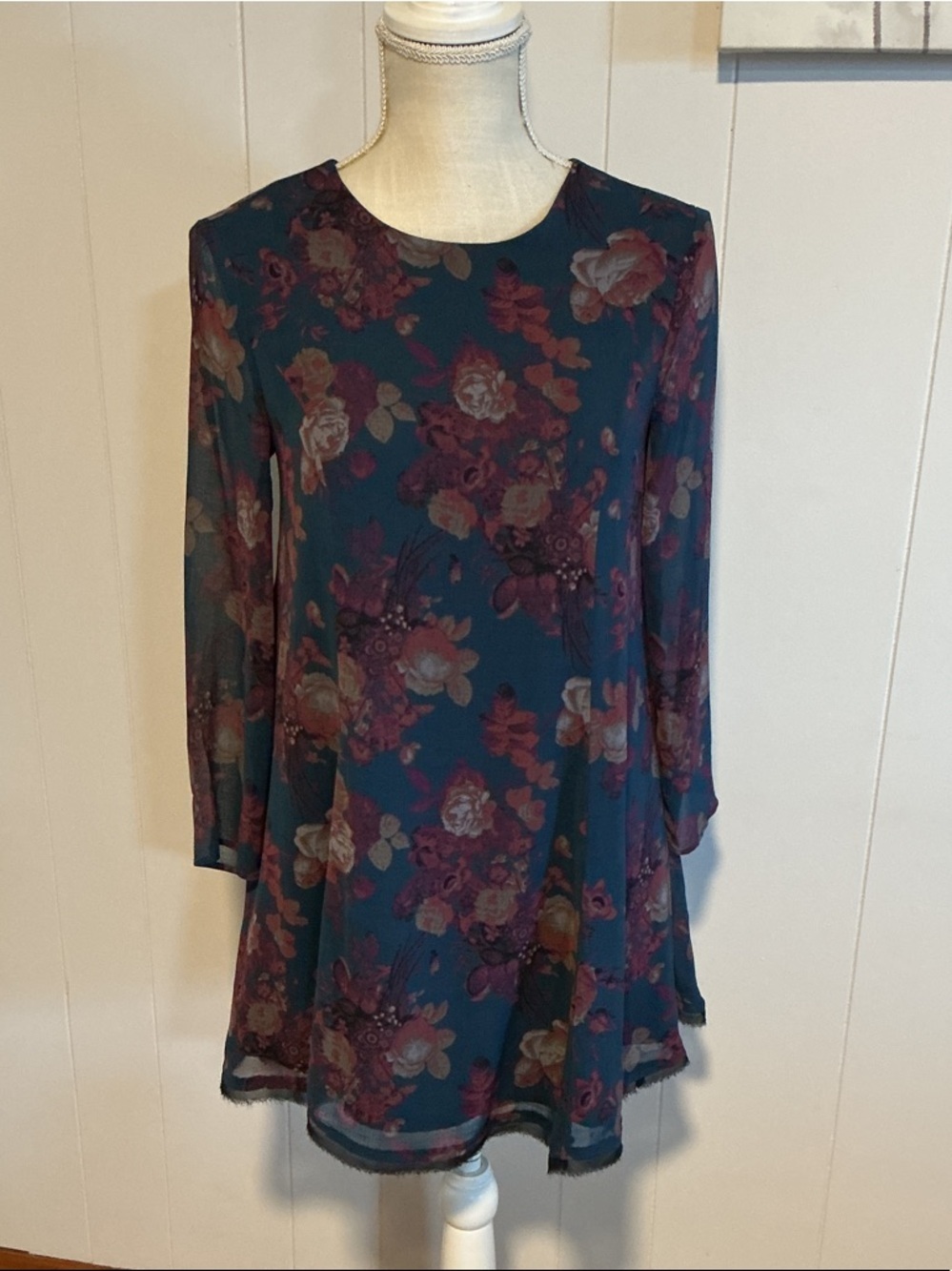 Kimchi Blue Teal Floral Midi Dress